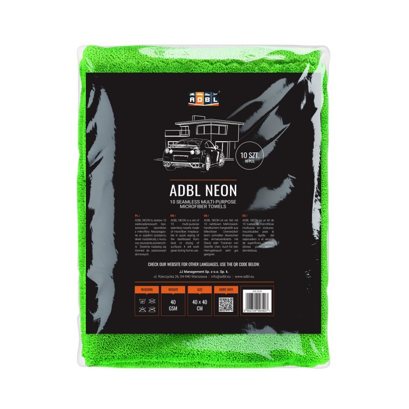 ADBL Neon mikrofibra 40x40cm 250gsm 10 sztuk