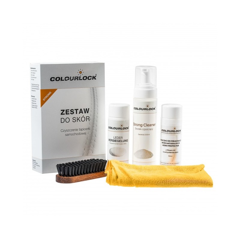 COLOURLOCK Zestaw STRONG + Protector - zestaw do czyszczenia skóry z mleczkiem pielęgnującym